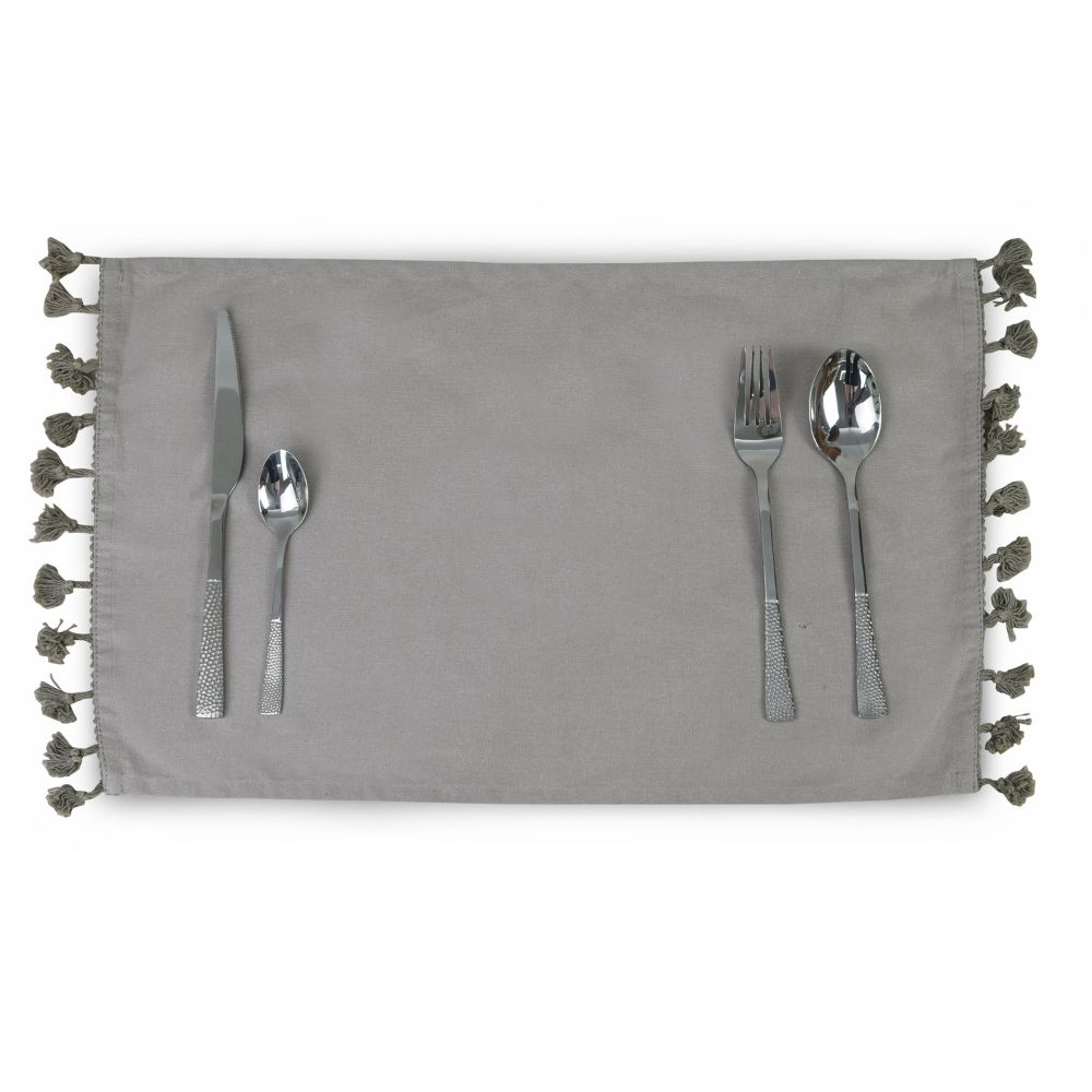 HAPPY TABLE Placemat With Tassel Light Gray