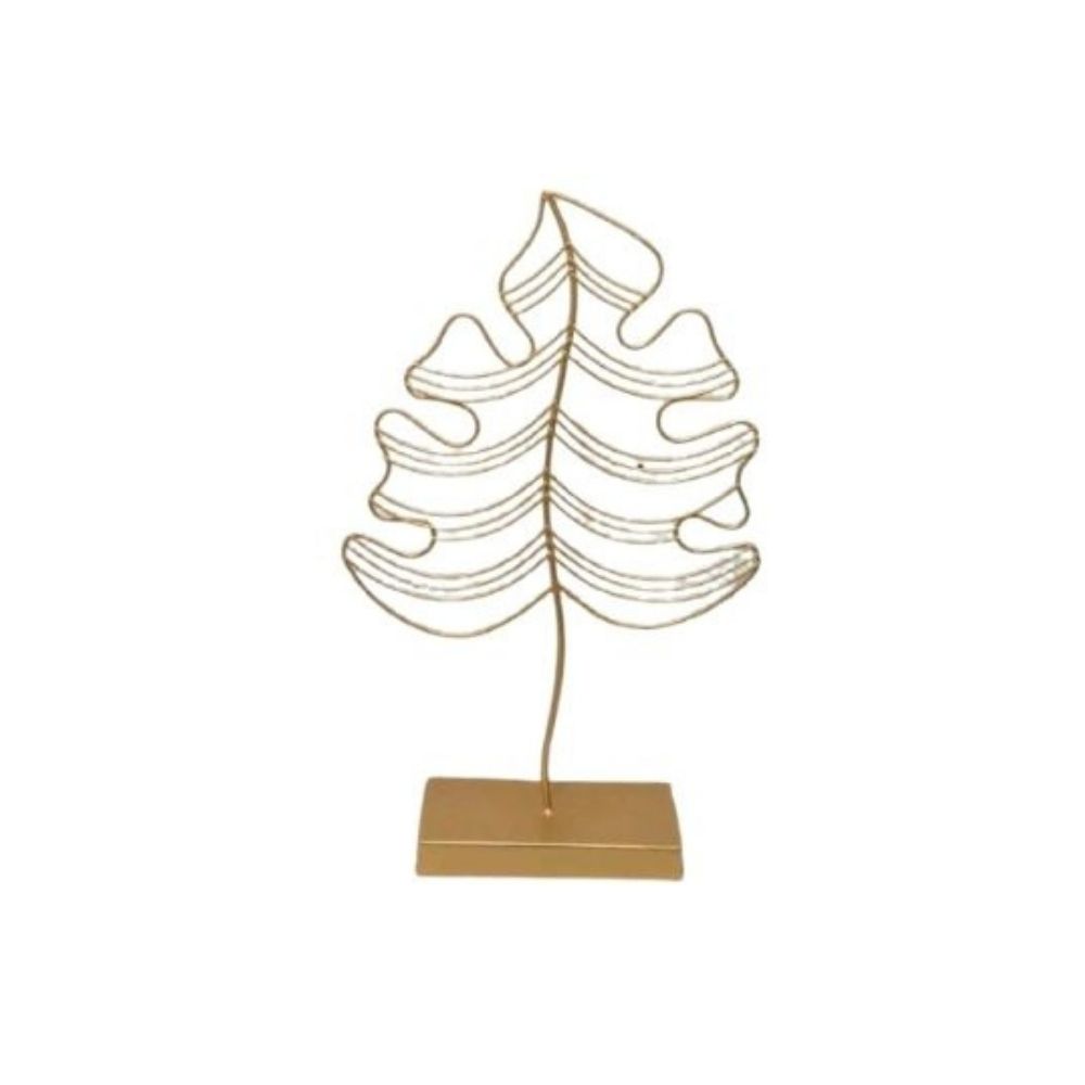 Metal Decorative Table Top D��cor Leaf Stand Gold