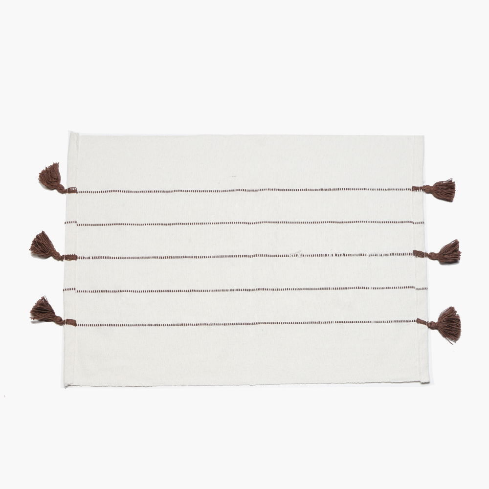 SUR LA TABLE Placemat Fabric Stripe With Tassle With Multiple Color Variations