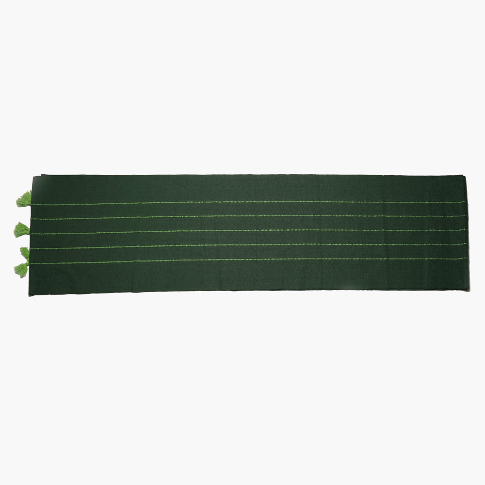 SUR LA TABLE Table Runner Fabric Stripe With Tassle Hunter Green Stripes With Multiple Size Variations