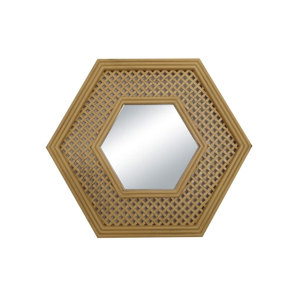 Rattan Hexagon Shape Decorative Mirror 6078