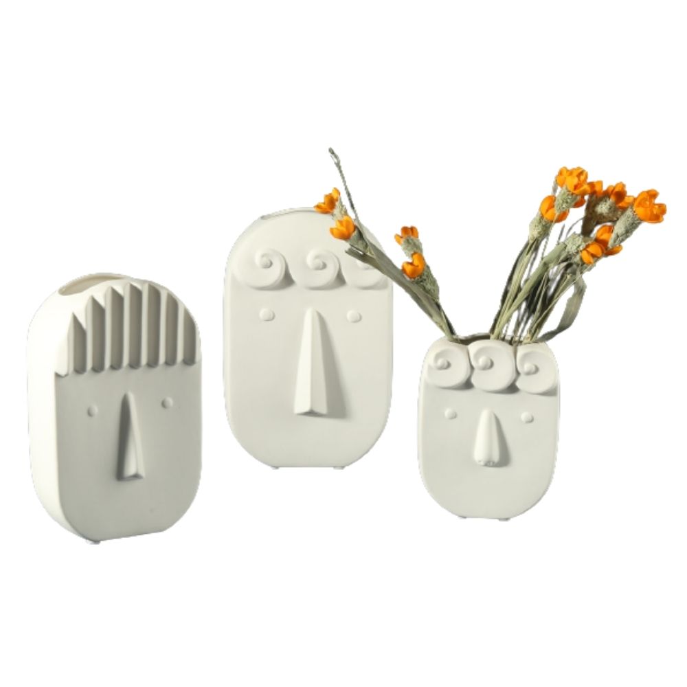 White Ceramic Vase Face Modern Design BR024-026 White