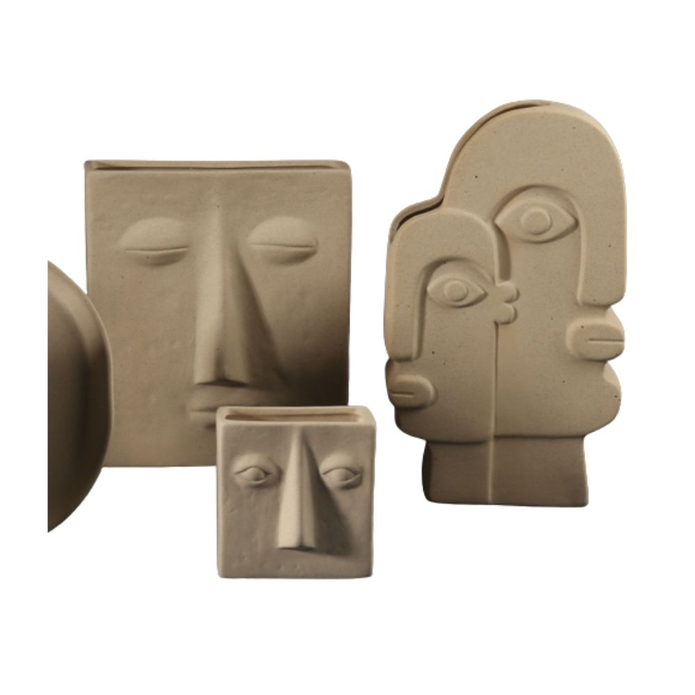 Gray Ceramic Vase Face Modern Design BR035-037 Gray