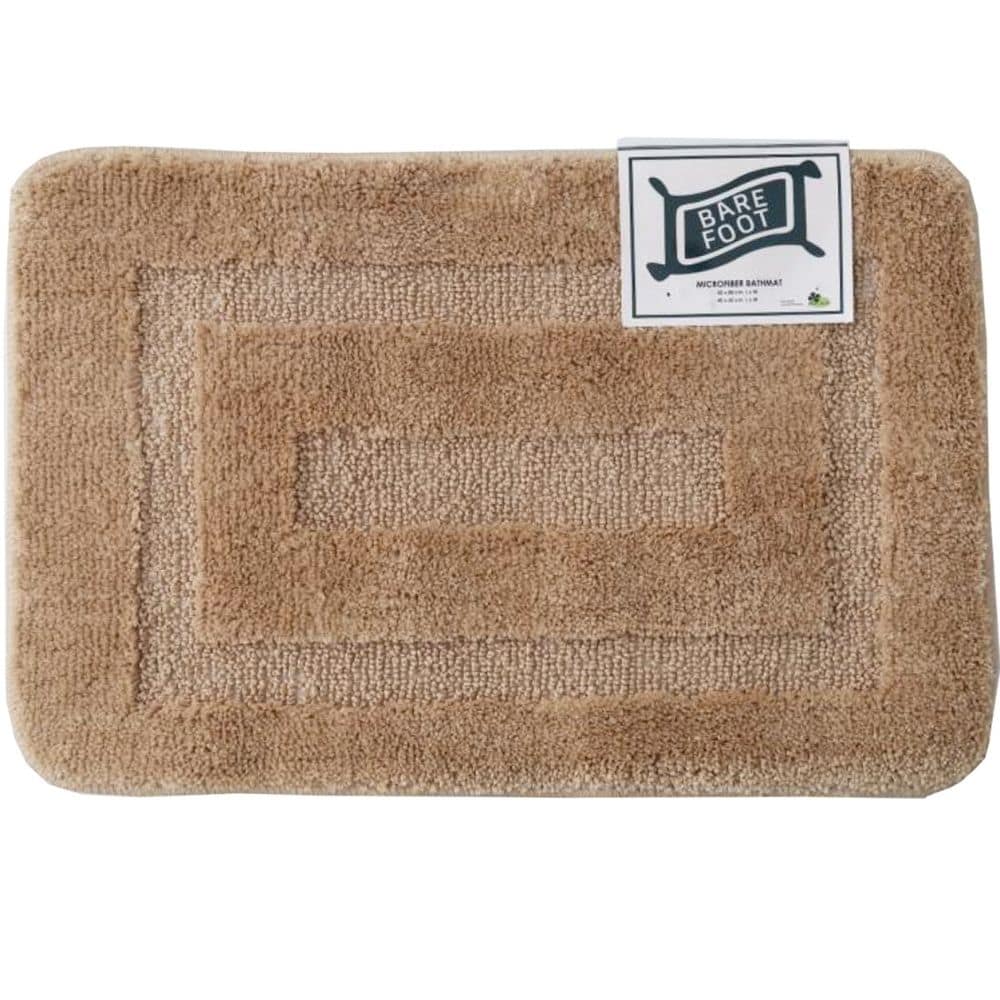 BARE FOOT Microfiber Bathroom Rug Embossed Natural With Multiple Size Variations