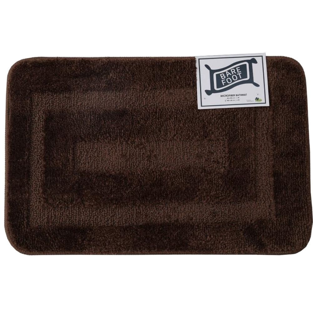 BARE FOOT Microfiber Bathroom Rug Embossed Dark Brown With Multiple Size Variations