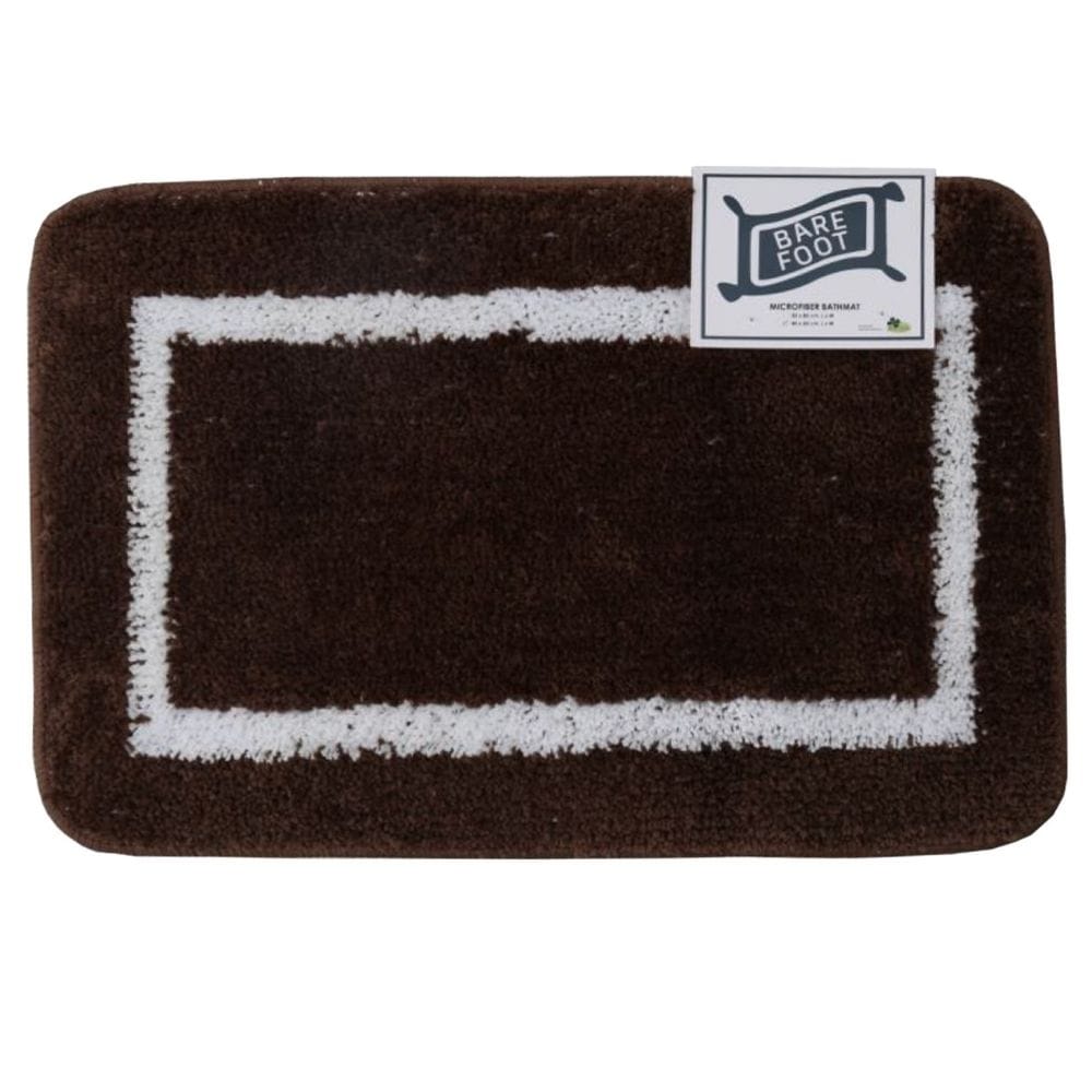 BARE FOOT Microfiber Bathroom Rug Rectangular Dark Brown With Multiple Size Variations