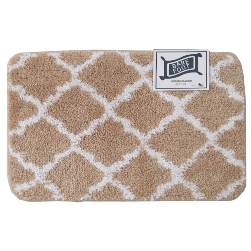 BARE FOOT Microfiber Bathroom Rug Spade Natural With Multiple Size Variations