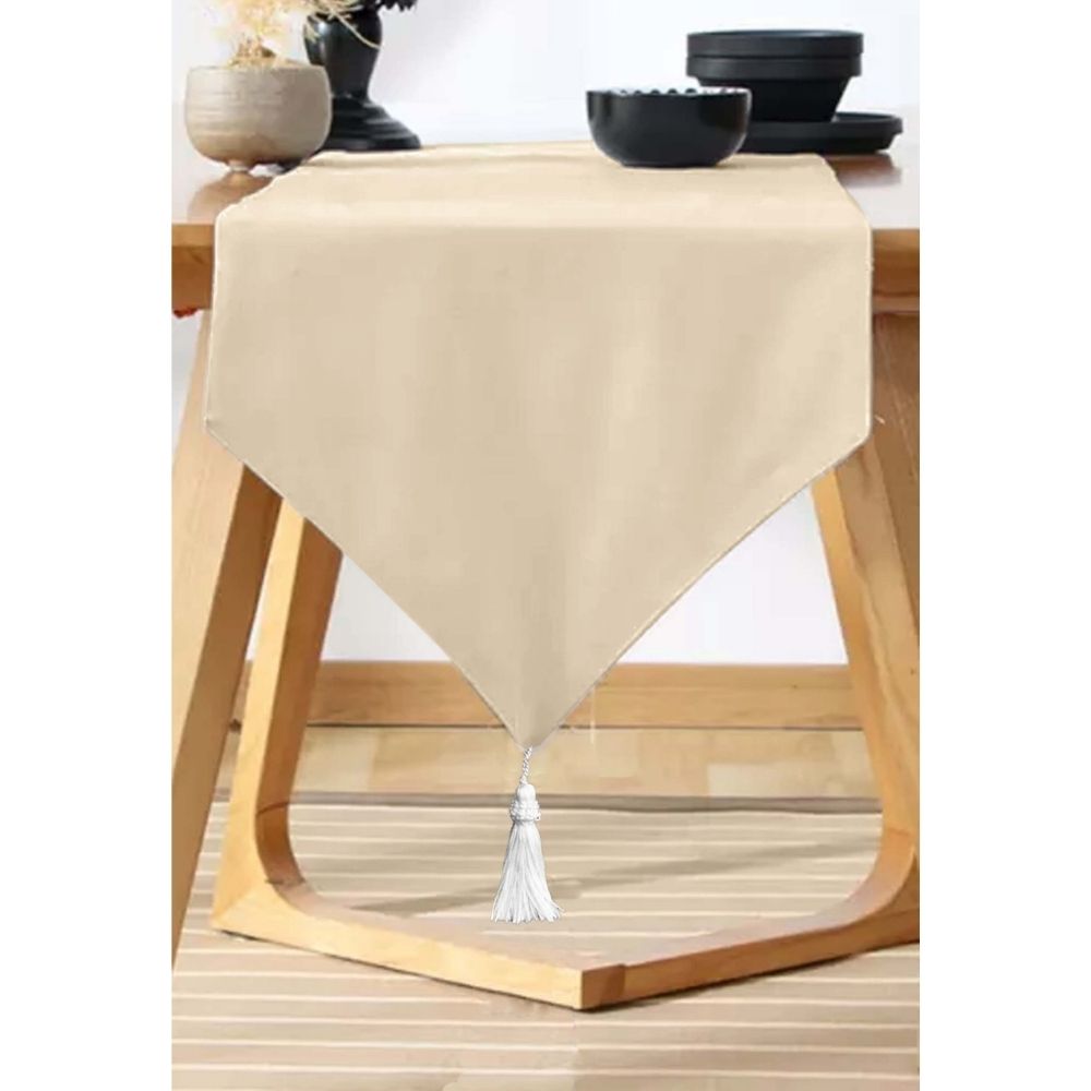 HOMETHREADS Table Runner Fabric Taupe With Multiple Size Variations