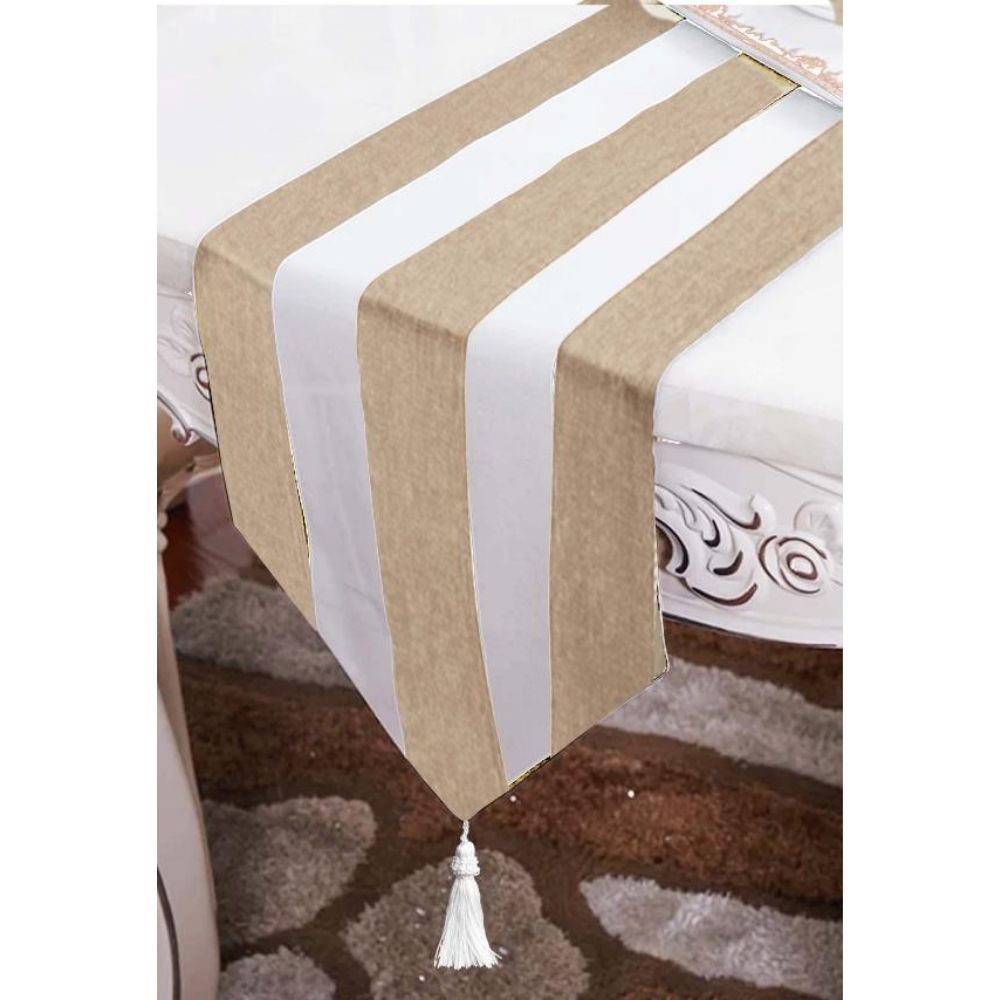 HOMETHREADS Table Runner Fabric Stripes Taupe With Multiple Size Variations