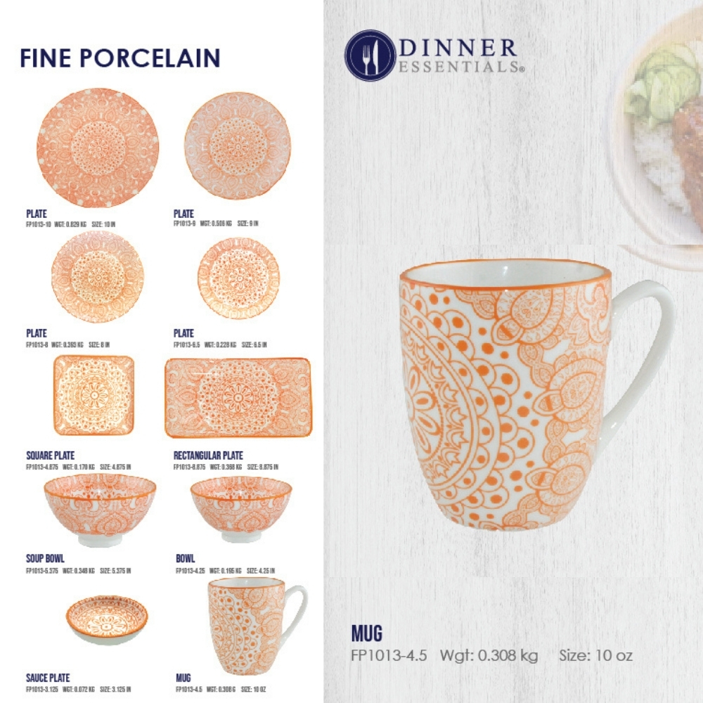 Dinner Essential Decorative Printed Dinnerware Aesthetic Orange