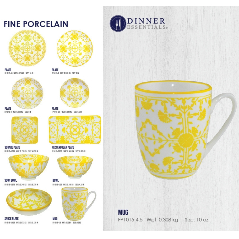 Dinner Essential Decorative Printed Dinnerware Empire Yellow