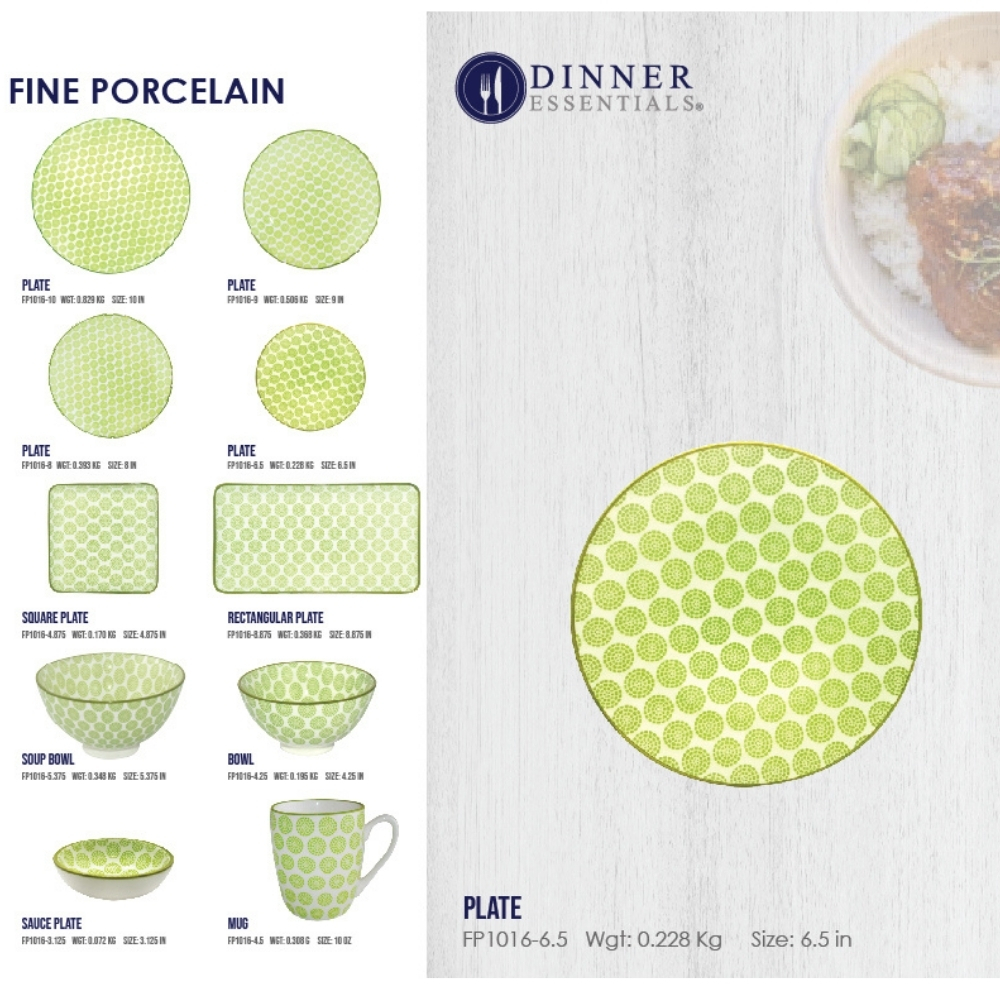 Dinner Essential Decorative Printed Dinnerware Green Circles