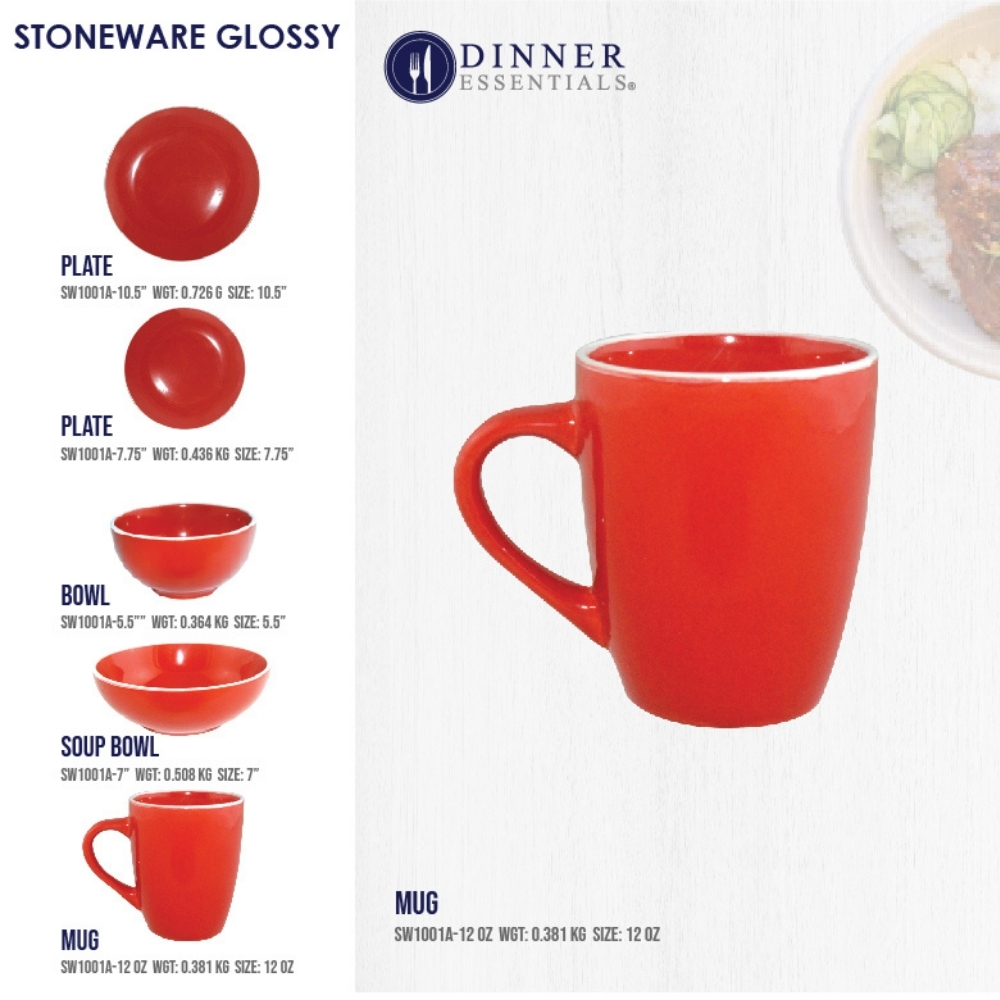 Dinner Essential Stoneware Crimson Red Diningware