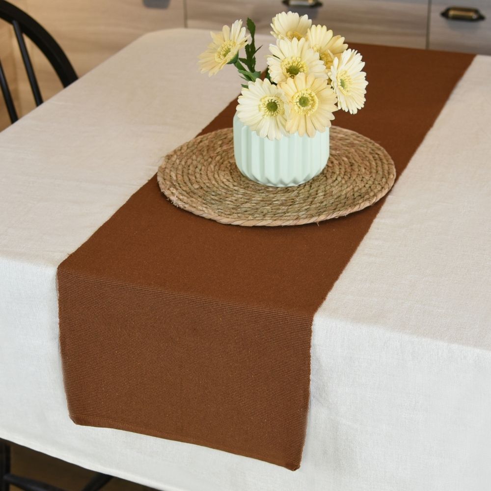 HAPPY TABLE Ribbed Table Runner Khaki With Multiple Size Variations