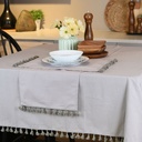 HAPPY TABLE Table Cloth With Tassel Light Gray With Multiple Size Variations
