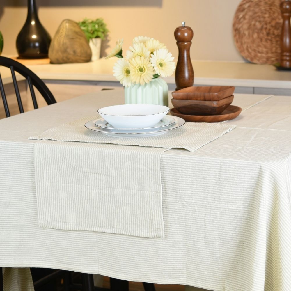 HAPPY TABLE Table Cloth Hemmed Bisque With Multiple Size Variations