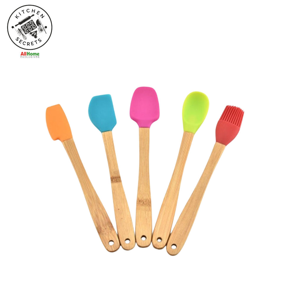KITCHEN SECRETS STU197 5-PIECE SPATULA SET WITH  WOODEN HANDLE