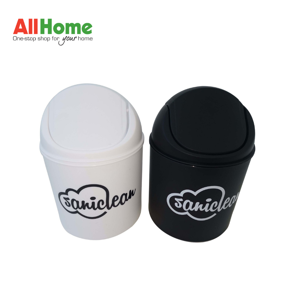 SANICLEAN Y-5517 SWING COV TRASH CAN B/W
