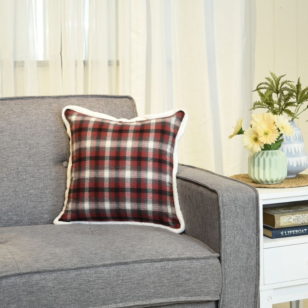 Throw Pillow Case Classic Lattice 17" x 17" Red