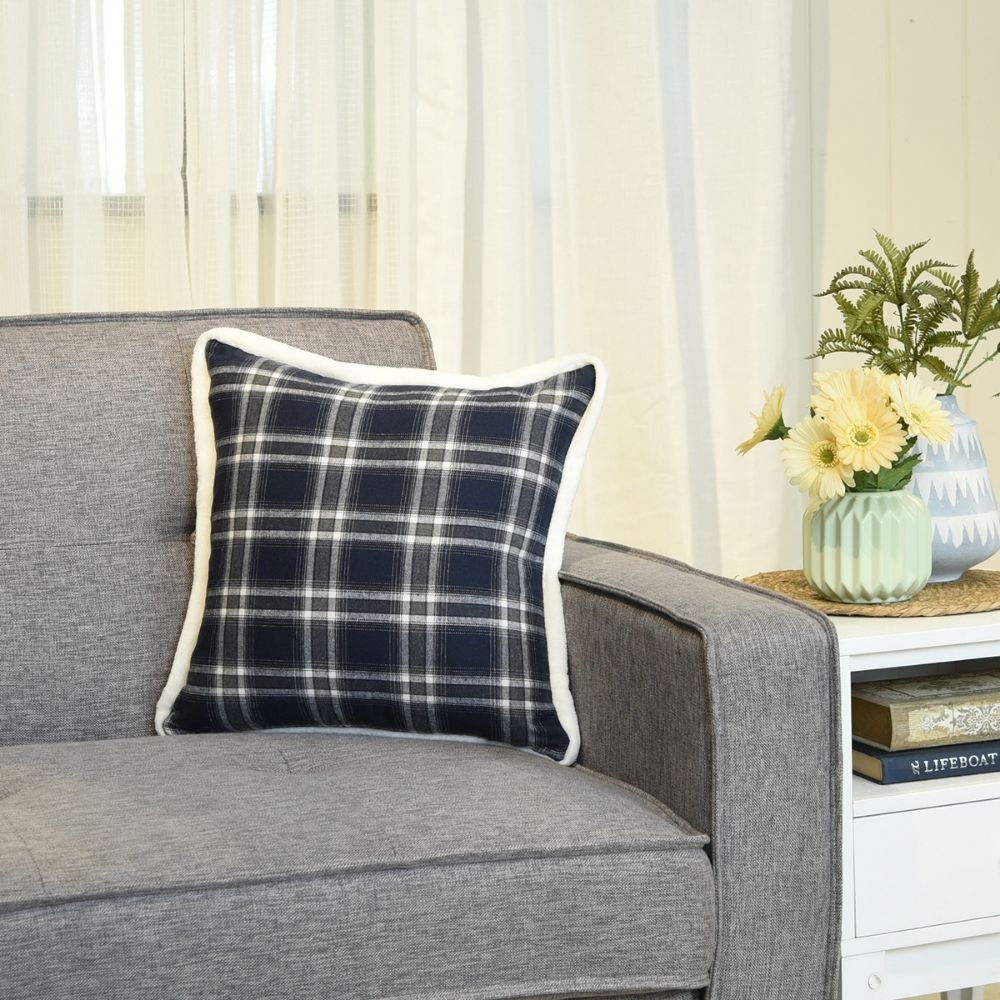 Throw Pillow Case Classic Lattice 17" x 17" Navy Blue