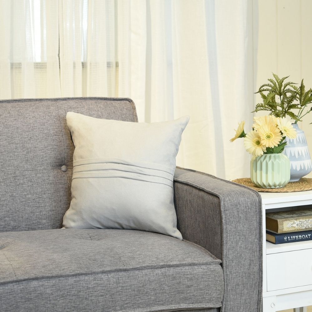 Throw Pillow Case Wave Stripe 17" x 17" Light Gray