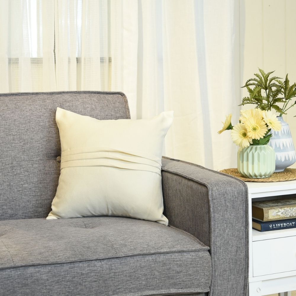 Throw Pillow Case Wave Stripe 17" x 17" Ivory