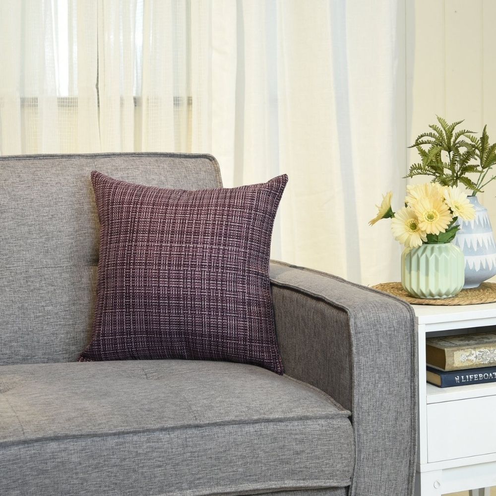 Throw Pillow Case Plaid 17" x 17" Purple