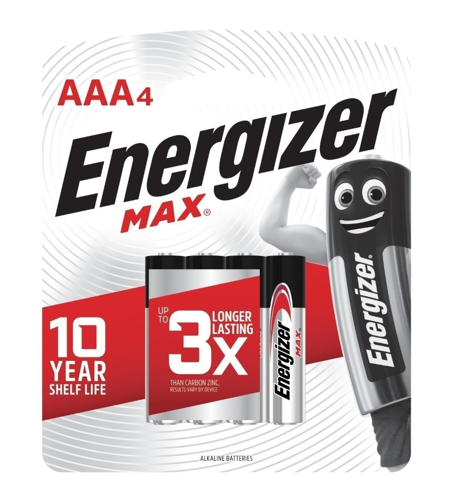 Energizer Battery E92Bp4 Max AAA by 4s Carbon Zinc
