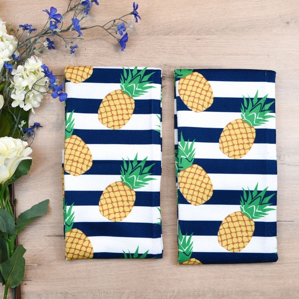 HAPPY KITCHEN Microfiber Kitchen Towel Set of 2 Pineapple