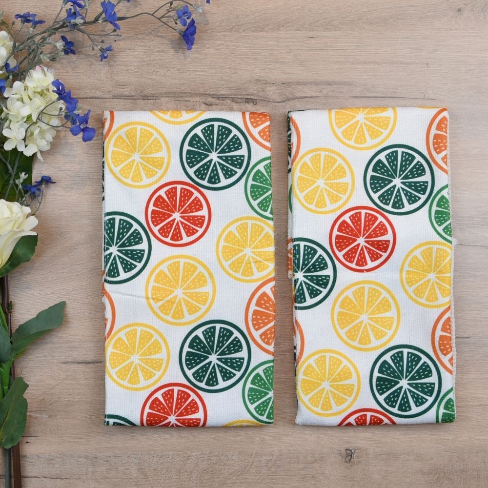 HAPPY KITCHEN Microfiber Kitchen Towel Set of 2 Lemon
