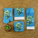 HK AH-PHM-8 White Flower 4pc Kitchen Set