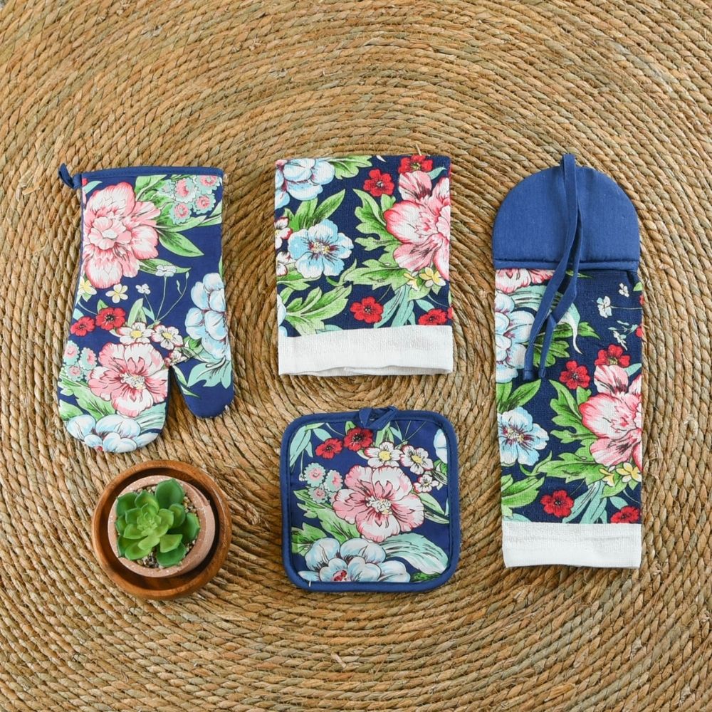 HK AH-PHM-13 Mlticolor Flwr 4pc KtchnSet