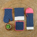 HAPPY KITCHEN Cotton Kitchen Collection Set of 4 Denim