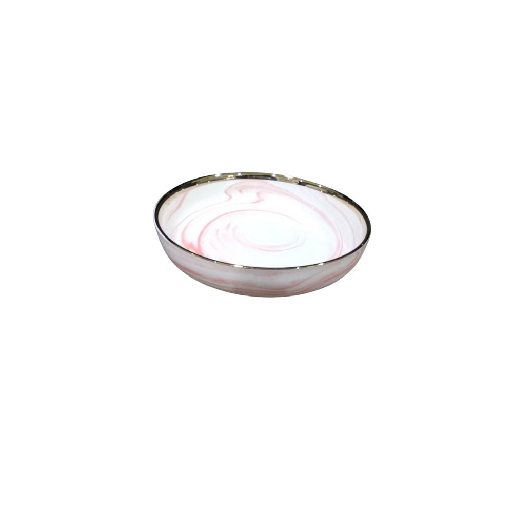 ONAIDA Stoneware 9-inch Plate Pink Marble Glaze
