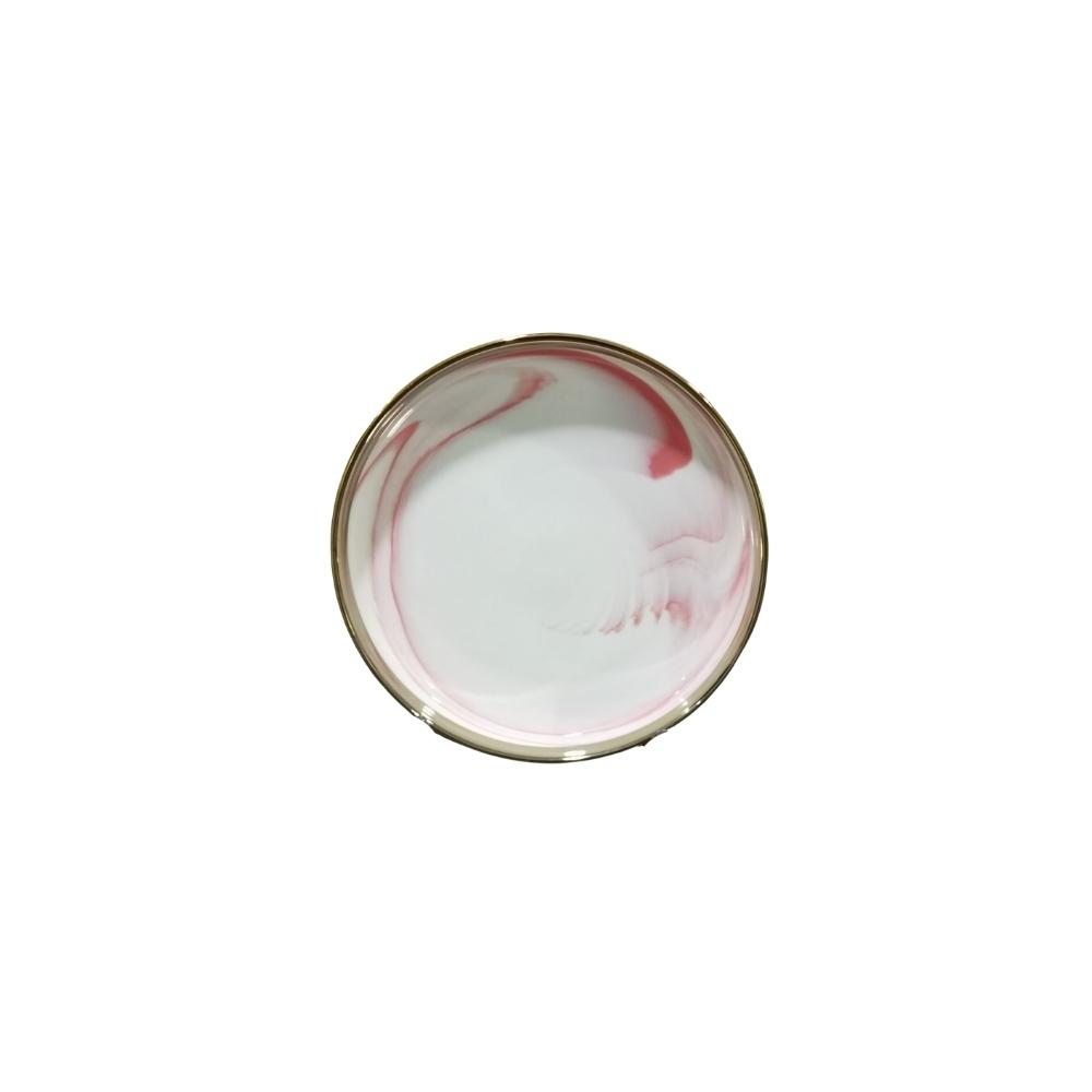 ONAIDA Stoneware 8-inch Plate Pink Marble Glaze