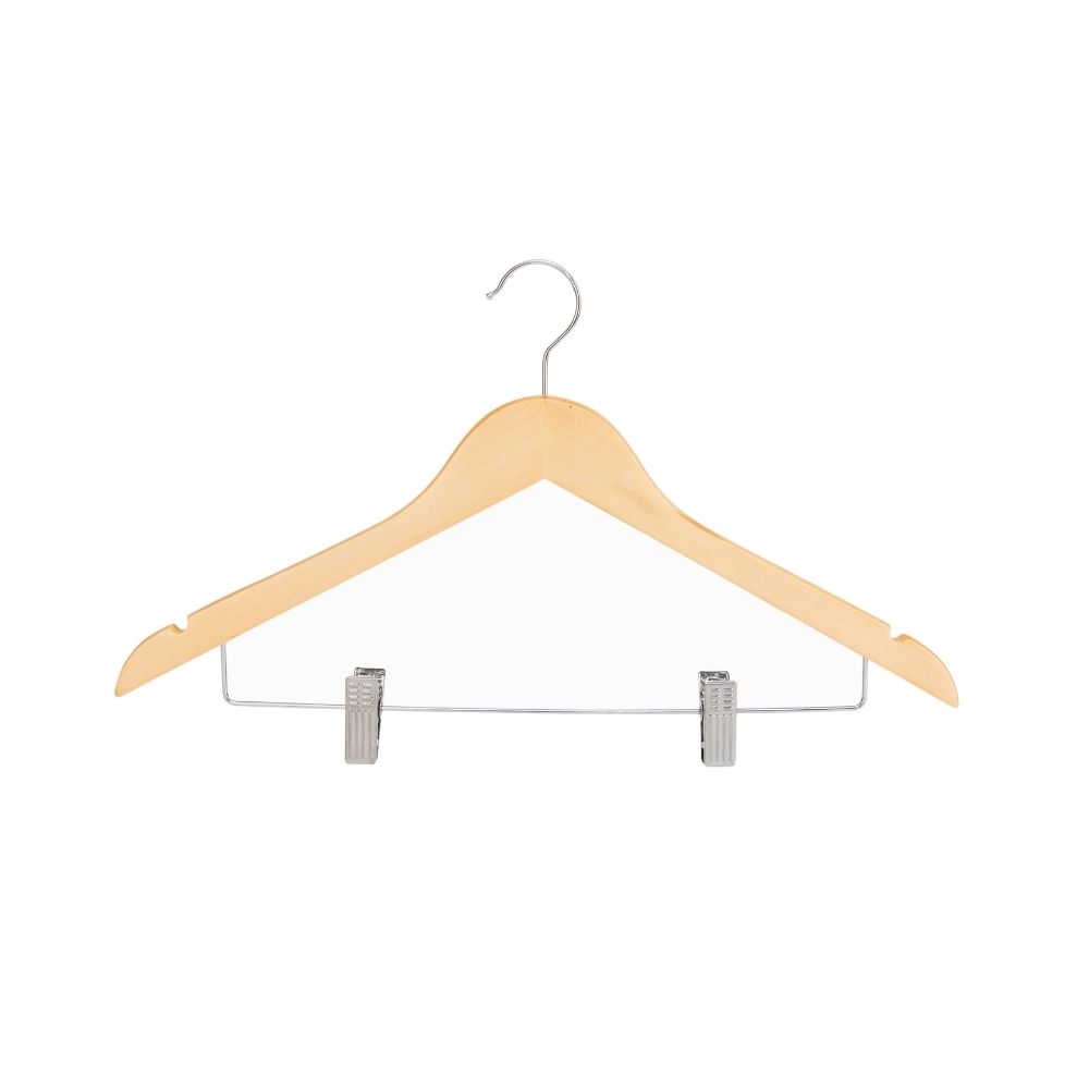 EZ SPACES 3pcs Wooden Shirt Hanger with Metal Clips