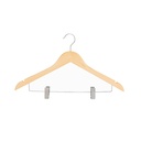 EZ SPACES 3pcs Wooden Shirt Hanger with Metal Clips