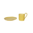 ONAIDA Stoneware Cup and Saucer Shiny Yellow with embossed design