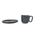 ONAIDA Stoneware Cup and Saucer Matte Black set of 2