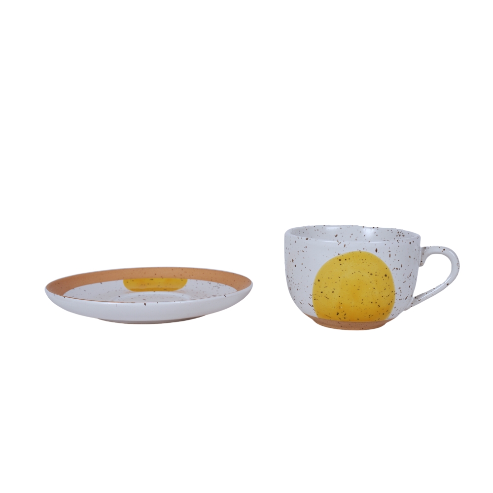 ONAIDA Stoneware Cup and Saucer Yellow set of 4