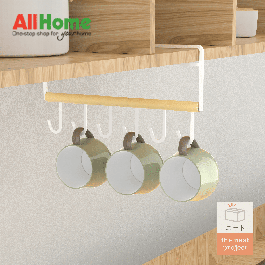 ROGU Undershelf 6-hook Rack White & Wood