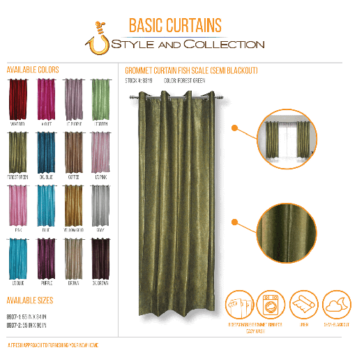 STYLE & COLLECTION Window Curtain Semi-Blackout Shimmer 55" x 84" Green 
