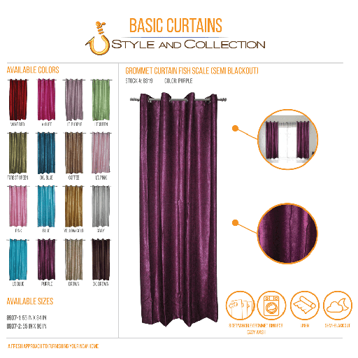 STYLE & COLLECTION Window Curtain Semi-Blackout Shimmer 55" x 84" Red 