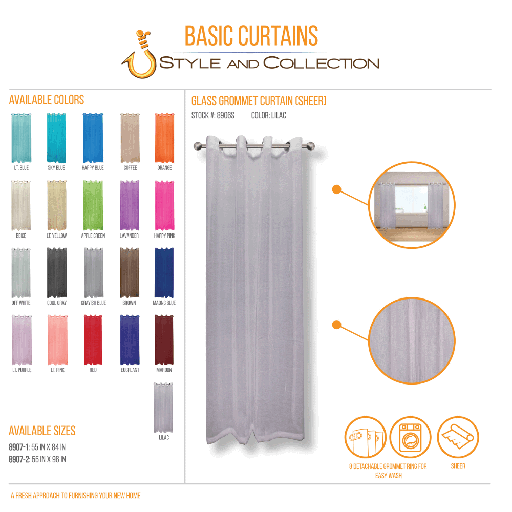 STYLE & COLLECTION Window Curtain Sheer 55" x 84" Lilac 