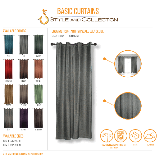STYLE & COLLECTION Window Curtain Semi-Blackout Canvass 55" x 84" Teal 