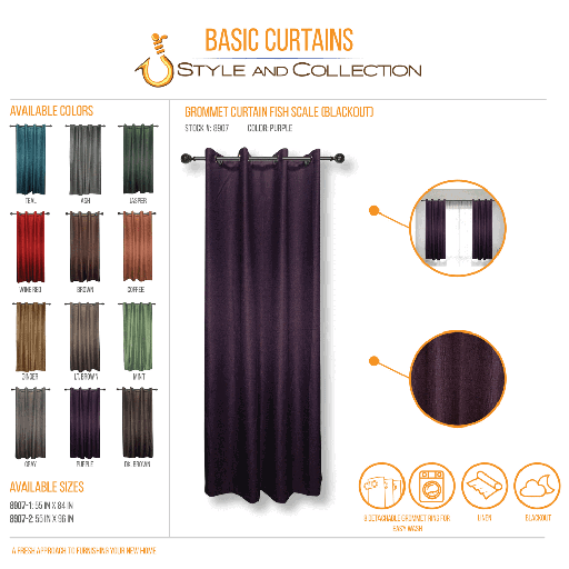 STYLE & COLLECTION Window Curtain Semi-Blackout Canvass 55" x 84" Purple 