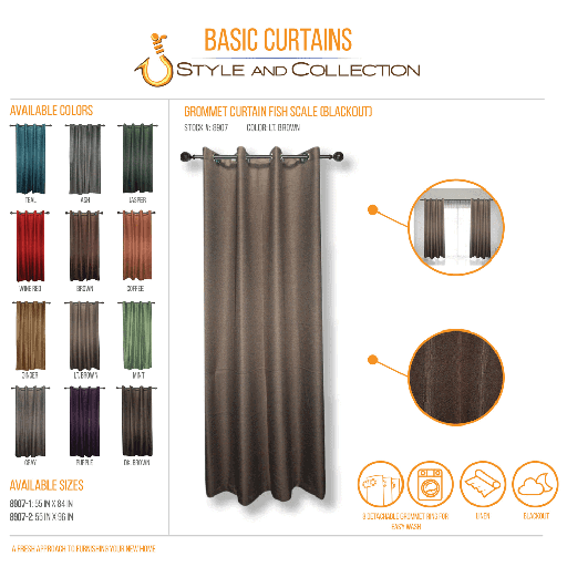 STYLE & COLLECTION Window Curtain Semi-Blackout Canvass 55" x 96" Light Brown 