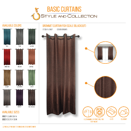 STYLE & COLLECTION Window Curtain Semi-Blackout Canvass 55" x 96" Brown 