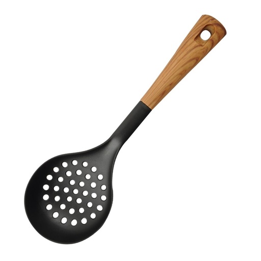 MASFLEX Cooking Utensil Nylon Skimmer with Soft Touch Wooden-Like Handle