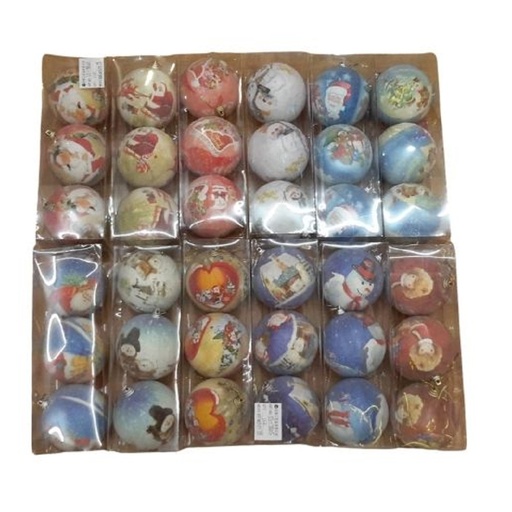 3pc 7.5cm Printed Christmas Balls Random Design
